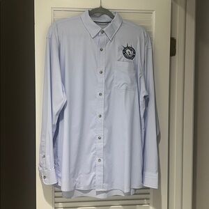 EUCMen’s Poncho Fishing Shirt IGFA Size Large Blue white Small Check Long Sleeve